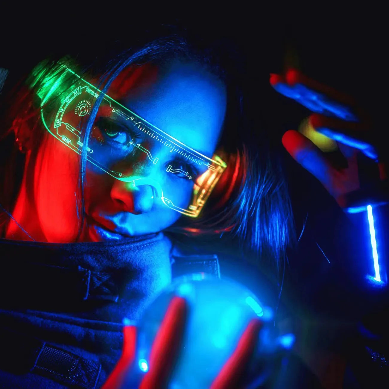 LED Cyberpunk Glasses - 7 Color Modes